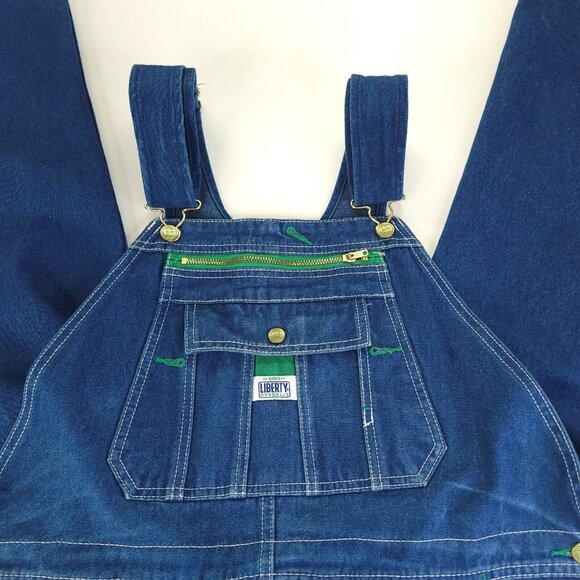 Liberty Bib Overalls Mens 38x32 Meas 38x30 Blue Jeans Denim Carpenter Farm Work - Picture 2 of 13